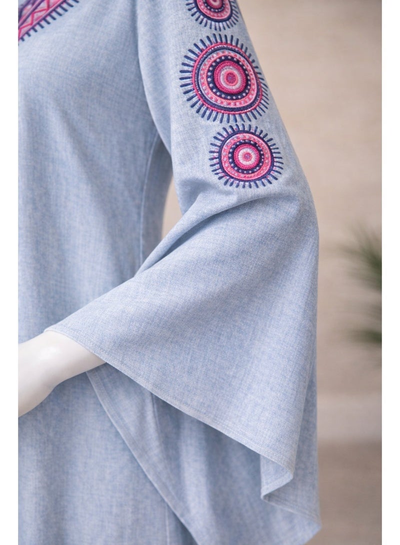 UD Mother & Daughter Embroidered Kuwaiti Ramadan Jalabiya – Elegant Traditional Design, Wide Sleeves & Comfortable Fit size 2 - Image 4
